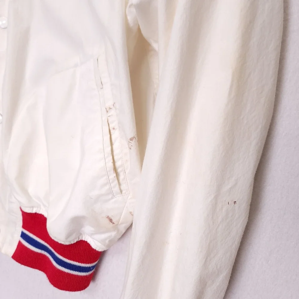 Polo Ralph Lauren‎ Vintage Mens M White Varsity Bomber Jacket Crest Logo